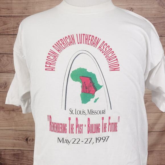 VINTAGE AFRICAN AMERICAN LUTHERAN ASSOCIATION ST LOUIS 1997 90s TSHIRT 2XL XXL - Picture 1 of 7